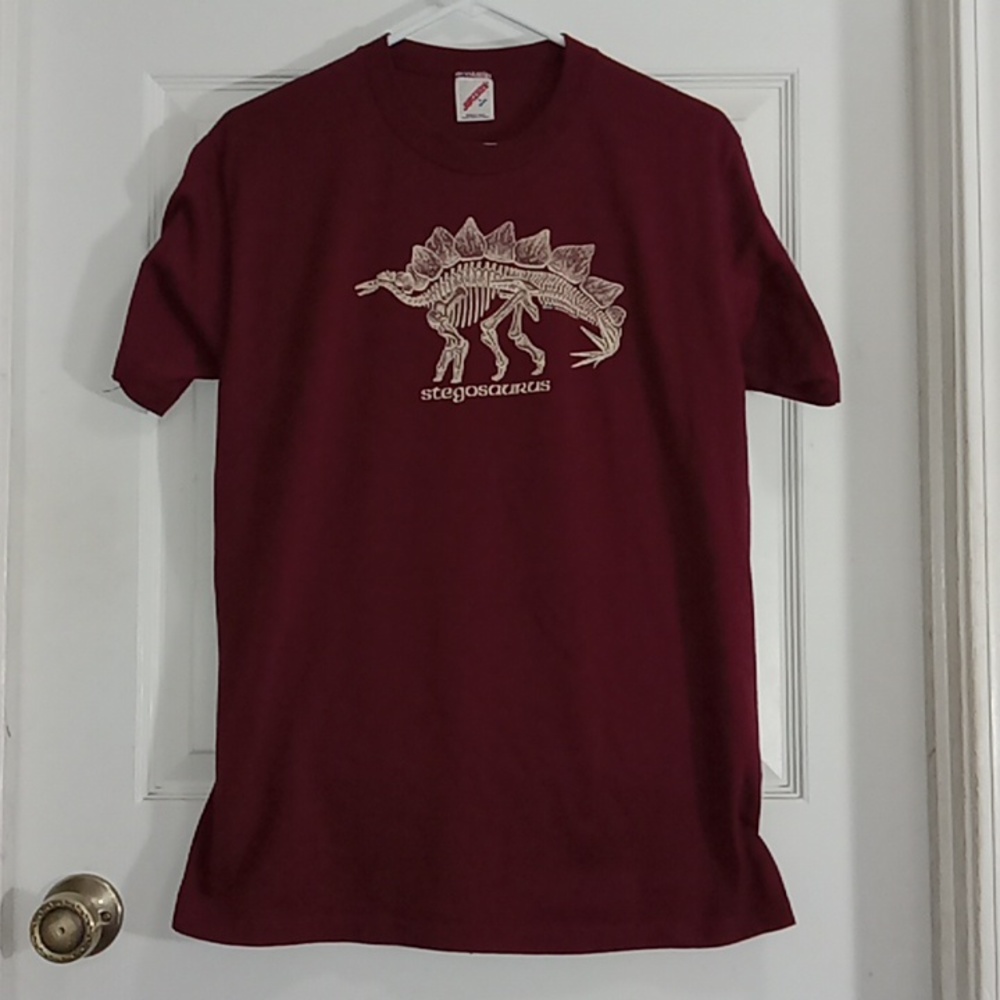 Dinosaur Stegosaurus Graphic Front Short Sleeve Tee Shirt Mens Large